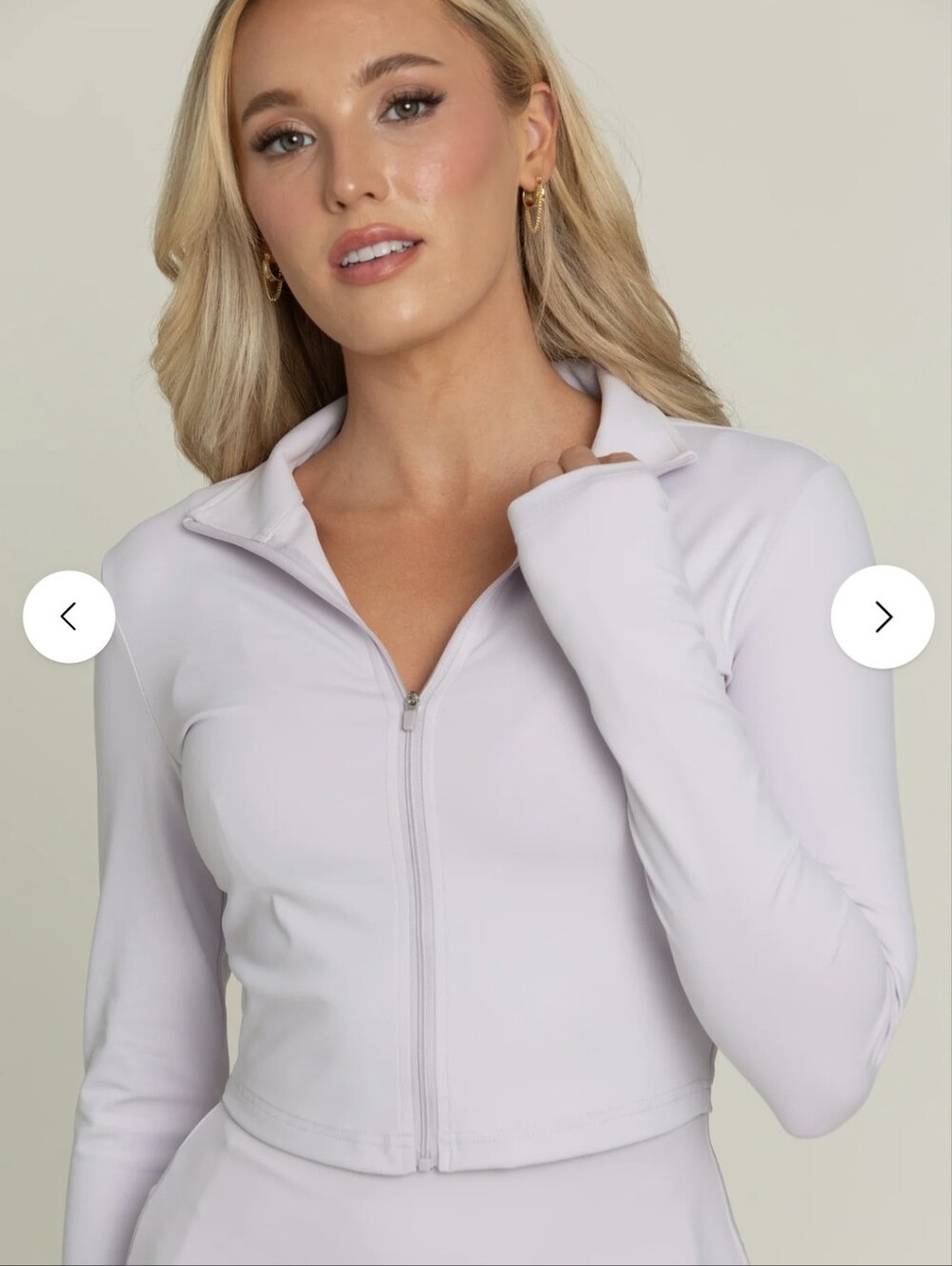 Women's Light Lavender Zip-Front Crop Jacket